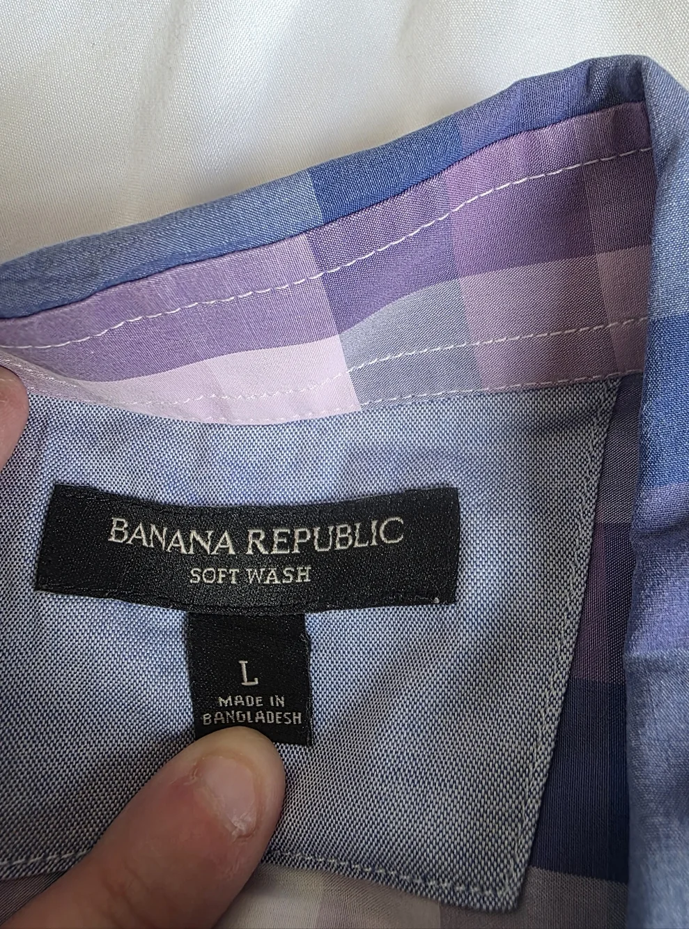 Banana Republic Men's Blue & Purple Plaid Soft Wash Button-Up Shirts Size Large